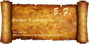 Beder Florentin névjegykártya